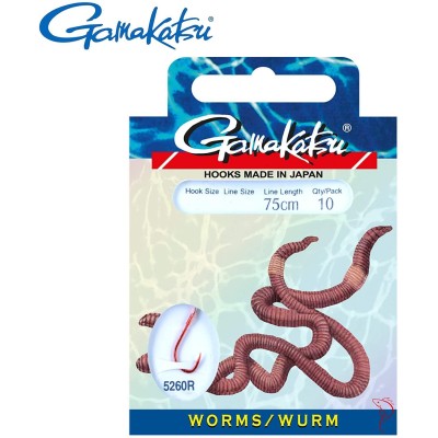 Gamakatsu Haki z Przyp.Czerw.Rob.5260R r.10/0.22mm/75cm/10 szt.