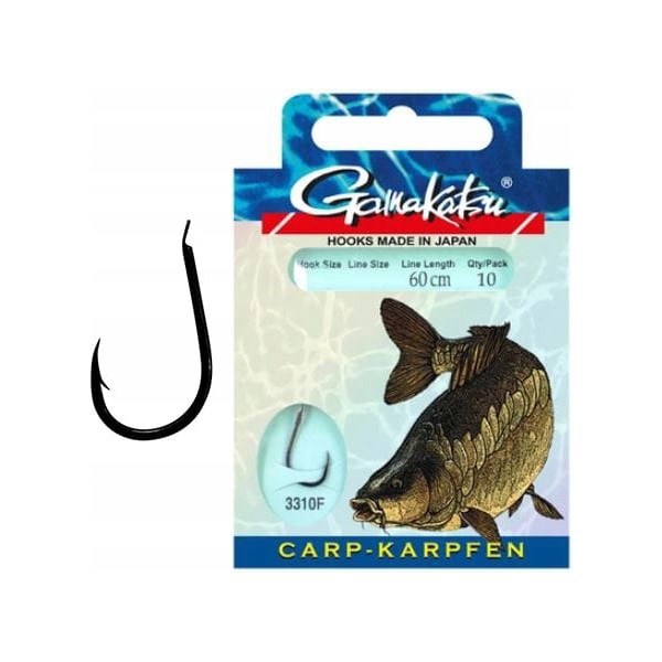Gamakatsu Haki z Przyp. Karp 3310F r.10/0.20mm/60cm/10 szt.