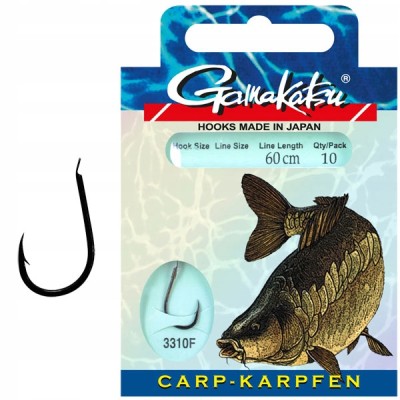 Gamakatsu Haki z Przyp. Karp 3310F r.10/0.20mm/60cm/10 szt.
