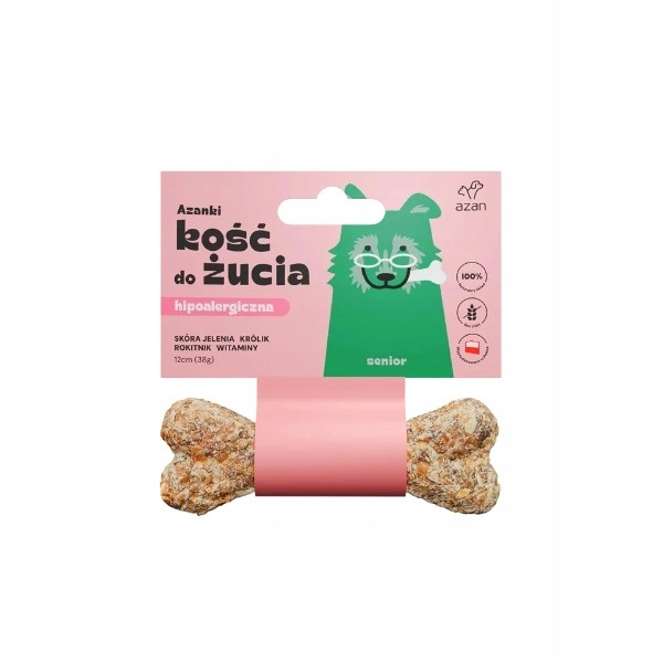 Kość ze skóry jelenia senior 12cm AZANKI