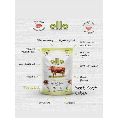 Ollo air dried training BEEF cubes  #10mm 80g SKŁAD KARMY