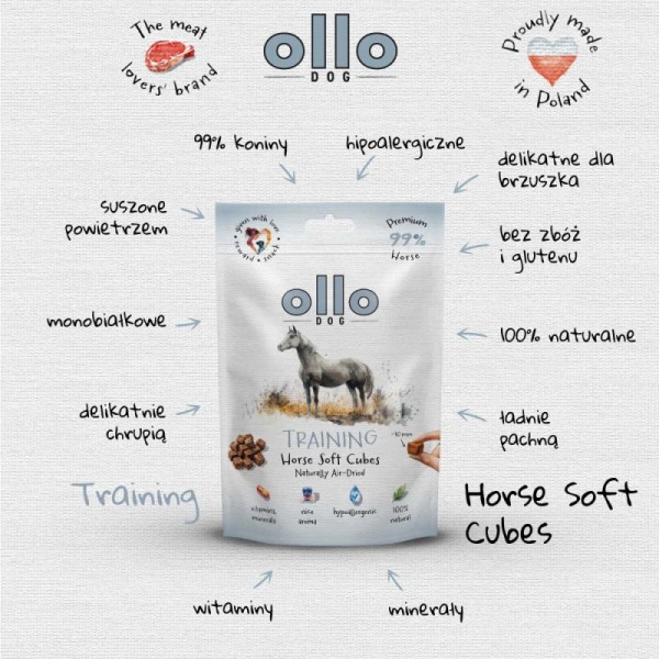 Ollo air dried training HORSE cubes  #10mm 80g SKŁAD KARMY