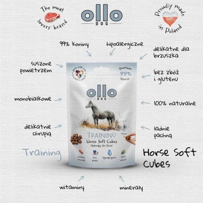 Ollo air dried training HORSE cubes  #10mm 80g SKŁAD KARMY
