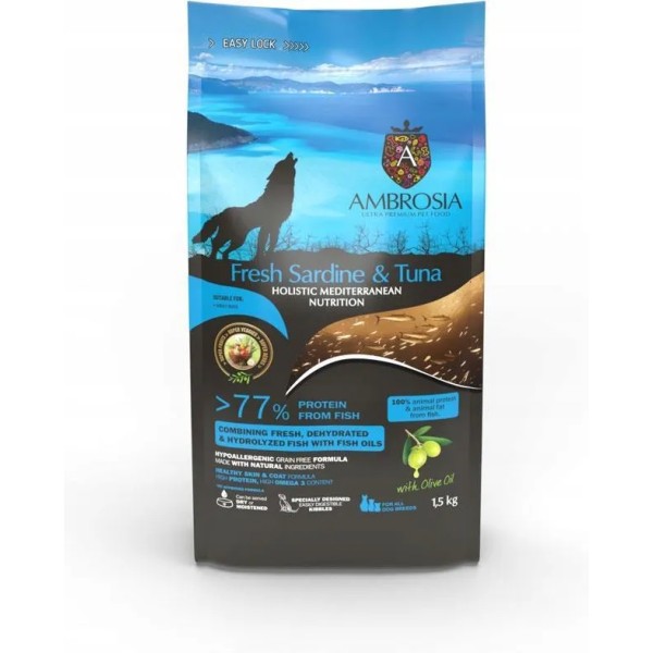 Karma dla psa Ambrosia mediterranean sardynka i tuńczyk 1,5kg