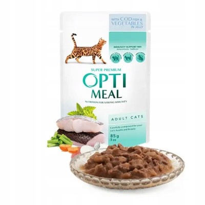 Karma dla kota dorsz z warzywa 85g OPTI MEAL