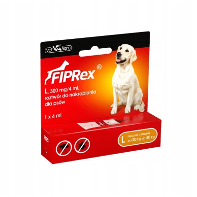 Krople przeciw pchłom i kleszczom dla psa 20-40kg 4ml FIPREX