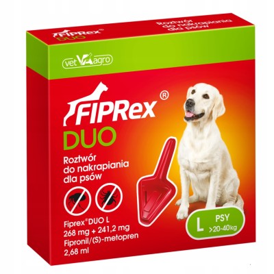 Krople przeciw pchłom i kleszczom dla psa 20-40kg 4ml FIPREX