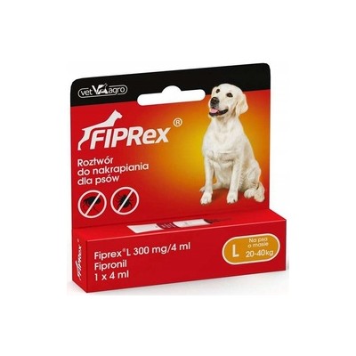 Krople przeciw pchłom i kleszczom dla psa 20-40kg 4ml FIPREX