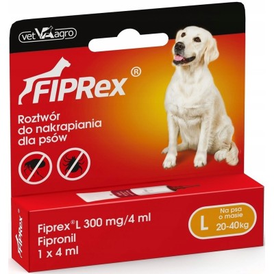 Krople przeciw pchłom i kleszczom dla psa 20-40kg 4ml FIPREX