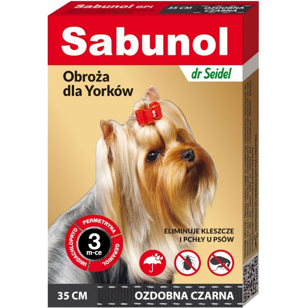 Obroża dla psa przeciw kleszczom i pchłom 35cm czarna SABUNOL