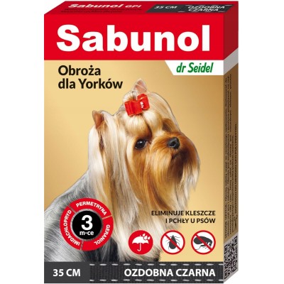 Obroża dla psa przeciw kleszczom i pchłom 35cm czarna SABUNOL