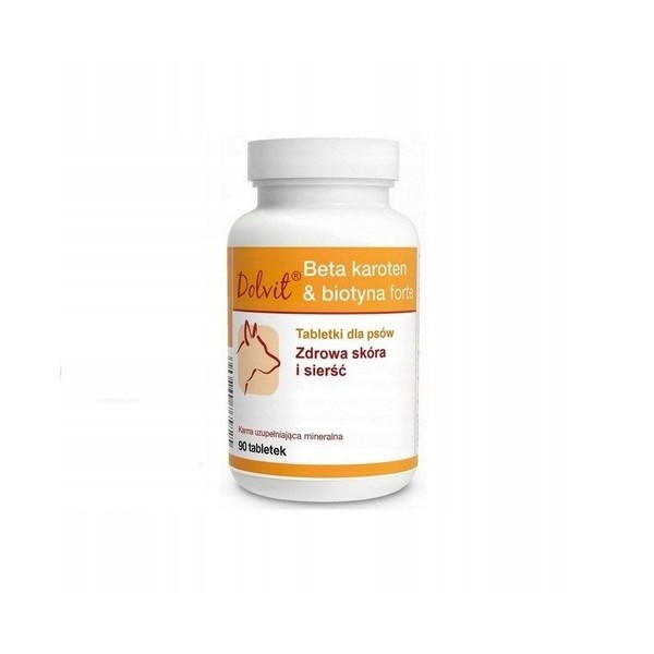 Beta-karoten+biotyna tabletki na skórę i sierść dla psa 90tab Dolfos