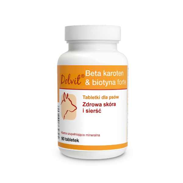 Beta-karoten+biotyna tabletki na skórę i sierść dla psa 90tab Dolfos