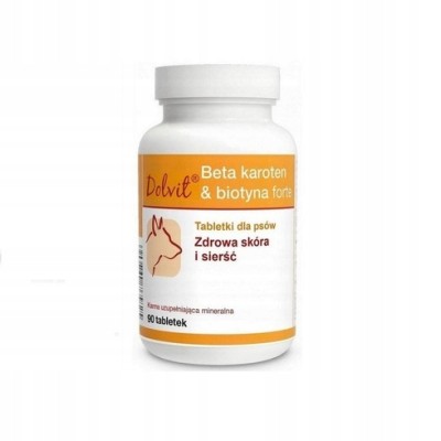 Beta-karoten+biotyna tabletki na skórę i sierść dla psa 90tab Dolfos