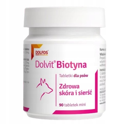Biotyna tabletki na skórę i sierść dla psa 90tab Dolfos