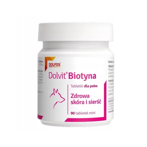 Biotyna tabletki na skórę i sierść dla psa 90tab Dolfos