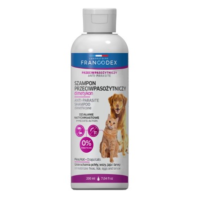 Szampon dla psa i kota przeciw pasożytom z dimetykonem 200ml FRANCODEX