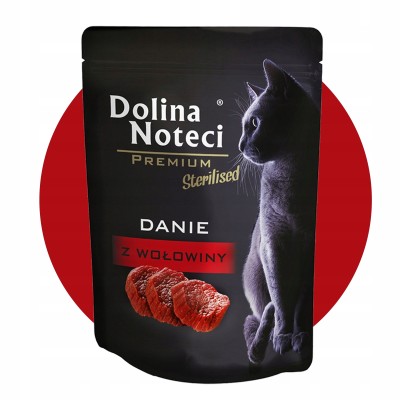 Karma dla kota danie z wołowiną sterylizowany szasz.85g  DOLINA NOTECI