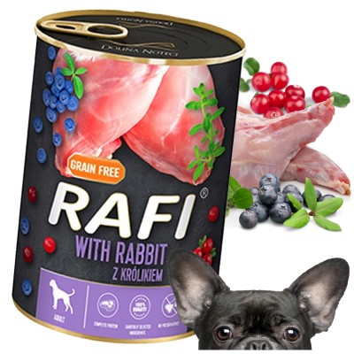 Karma dla psa królik z żurawiną  400g DOLINA NOTECI