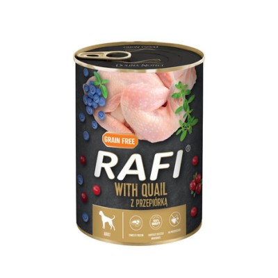 Karma dla psa RAFI  z przepiiórką ,borówką i żurawiną 400g DOLINA NOTECI