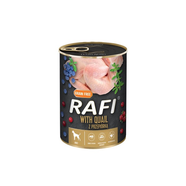 Karma dla psa RAFI  z przepiiórką ,borówką i żurawiną 400g DOLINA NOTECI