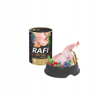 Karma dla psa RAFI  z przepiiórką ,borówką i żurawiną 400g DOLINA NOTECI
