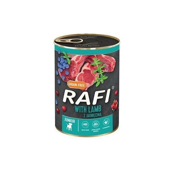 Karma dla psa RAFI JUNIOR jagnięcina ,borówką i żurawiną 400g DOLINA NOTECI