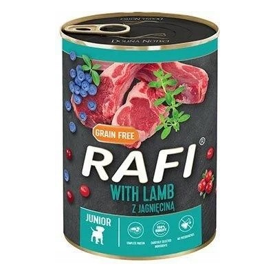 Karma dla psa RAFI JUNIOR jagnięcina ,borówką i żurawiną 400g DOLINA NOTECI