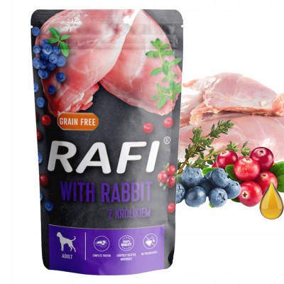Saszetka dla psa RAFI z królikiem 500g DOLINA NOTECI