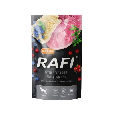 Saszetka dla psa RAFI z żołądkami wołowymi i szynką wiprzową 500g DOLINA NOTECI