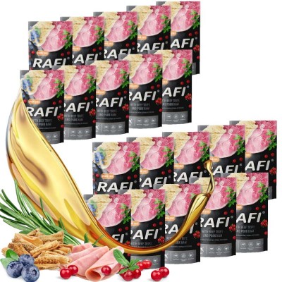 Saszetka dla psa RAFI z żołądkami wołowymi i szynką wiprzową 500g DOLINA NOTECI