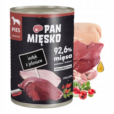 Karma mokra dla psa 400g indyk z jeleniem PAN MIĘSKO