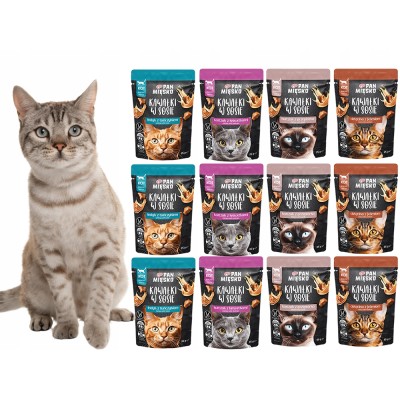 Karma mokra dla kota kawałki w sosie kurczak z przepiórką 85g PAN MIĘSKO