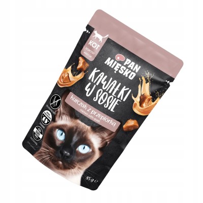 Karma mokra dla kota kawałki w sosie kurczak z przepiórką 85g PAN MIĘSKO