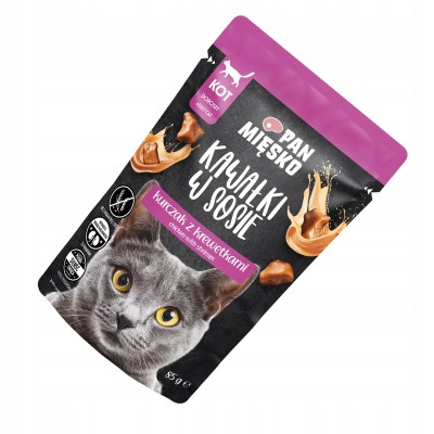 Karma mokra dla kota kawałki w sosie kurczak z krewetkami 85g PAN MIĘSKO