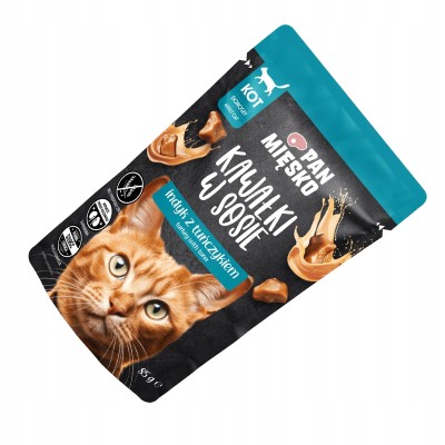 Karma mokra dla kota kawałki w sosie indyk z tuńczykiem  85g PAN MIĘSKO