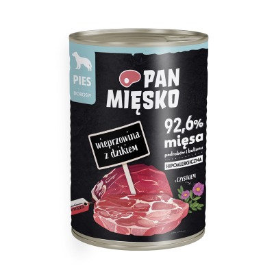 Karma mokra dla psa wieprzowina z dzikiem 400g PAN MIĘSKO