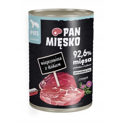 Karma mokra dla psa wieprzowina z dzikiem 400g PAN MIĘSKO