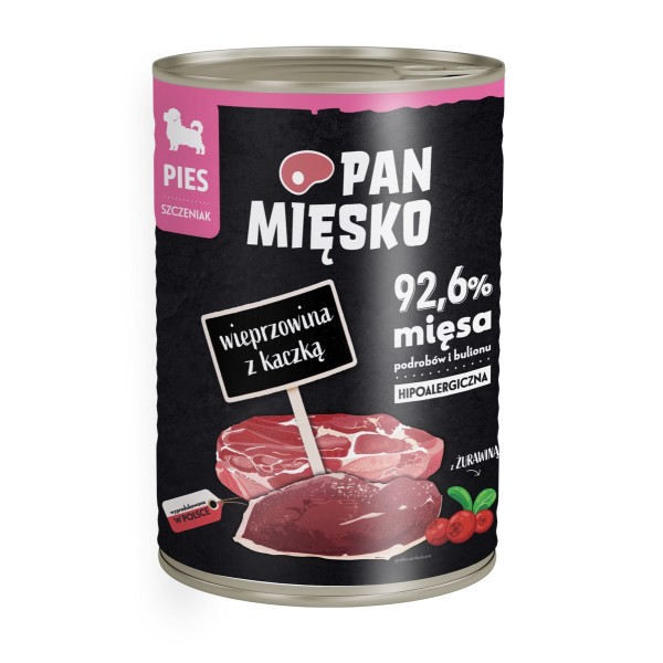 Karma mokra dla psa wieprzowina z kaczką  400g PAN MIĘSKO