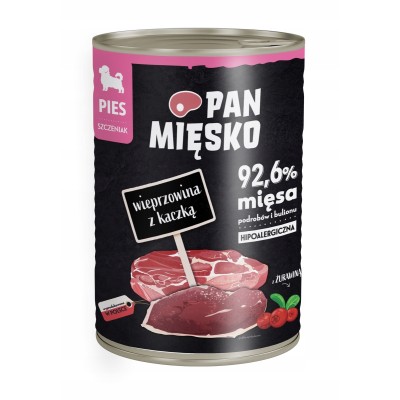 Karma mokra dla psa wieprzowina z kaczką  400g PAN MIĘSKO