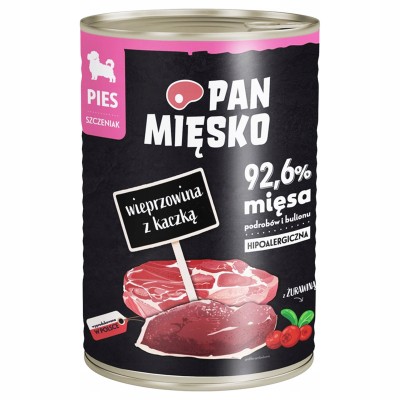Karma mokra dla psa wieprzowina z kaczką  400g PAN MIĘSKO