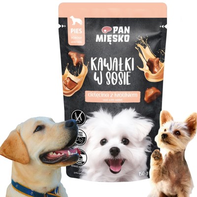 Karma mokra dla psa kawałki w sosie cielęcina z królikiem 150g PAN MIĘSKO