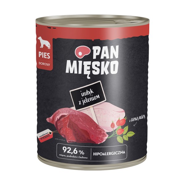 Karma mokra dla psa 800g indyk z jeleniem PAN MIĘSKO
