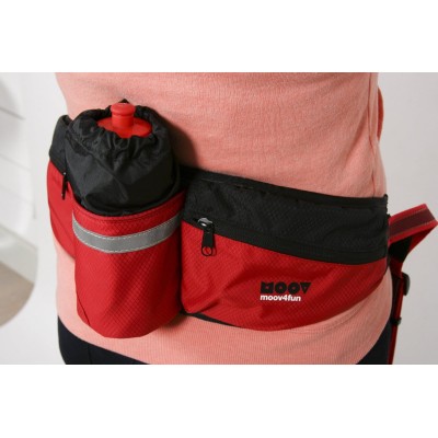 Pas regulowany do biegania z miejscem na bidon MOOV czerwony ZOLUX