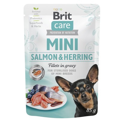 BRIT CARE mini POUCH salmon&herring sterilised 85g
