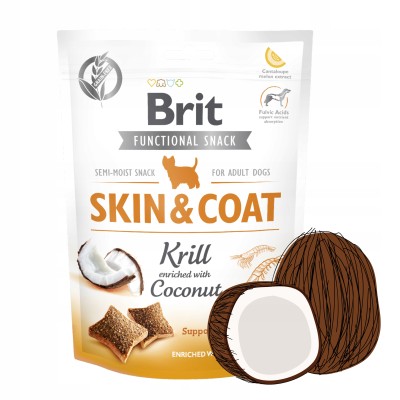 Brit functional snack - skin & coat krill with coconut 150g