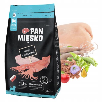 Pan mięsko karma sucha dla psa indyk z kalmarami szczeniak #M 3kg