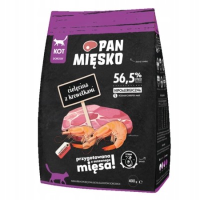 Karma dla kota cielęcina z krewetką  #S 400g PAN MIĘSKO