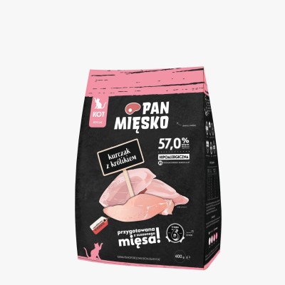 Karma dla kota kurczak z królikiem /kociak/ #XS 400g PAN MIĘSKO