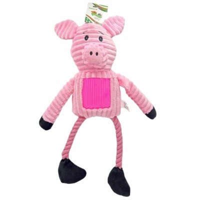 Zabawka pluszowa dla psa -różowa świnka z sznurem YARRO